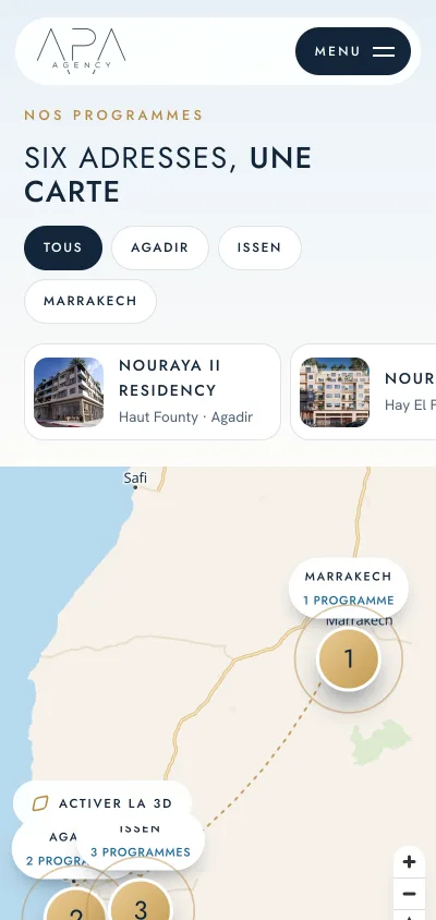 Carte des programmes APA Agency sur mobile