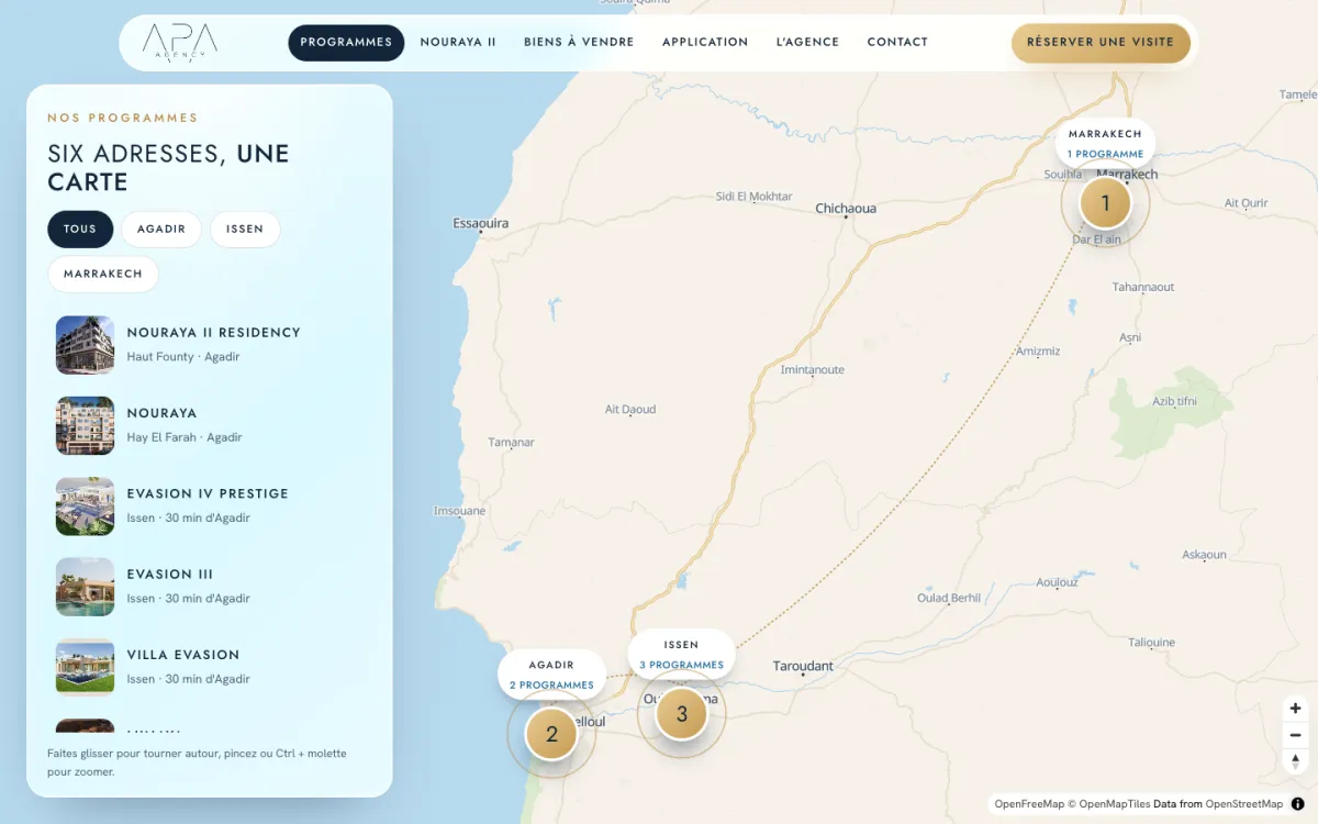 Carte interactive des programmes APA Agency