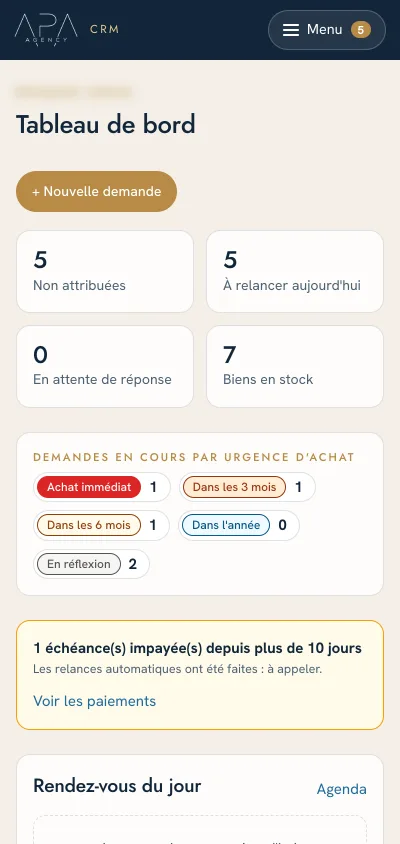 CRM APA Agency sur mobile