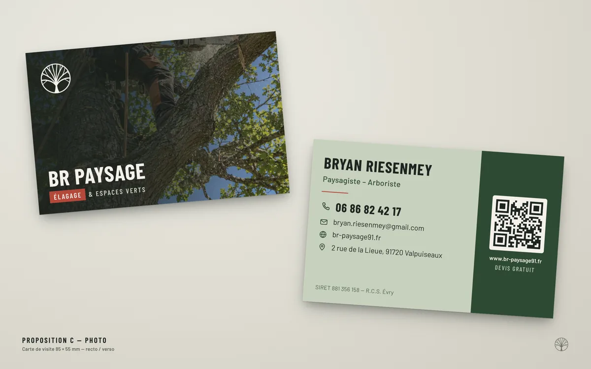 Carte de visite BR Paysage, recto et verso