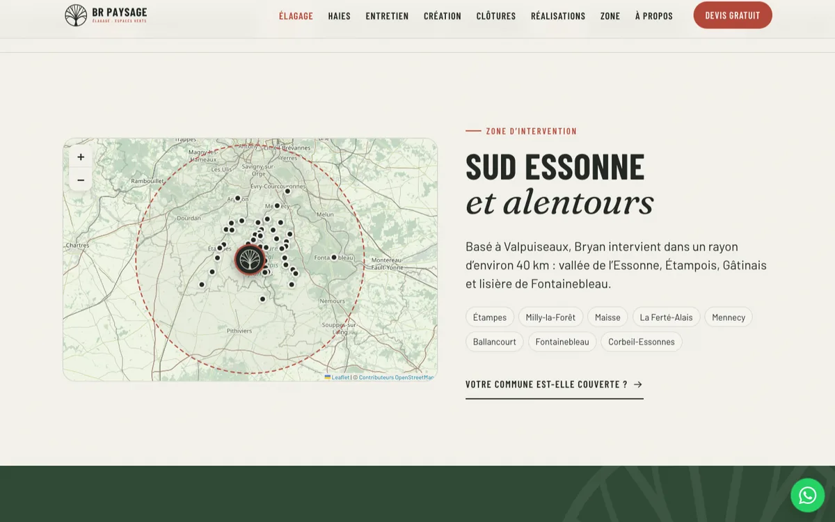 Carte de la zone d’intervention BR Paysage
