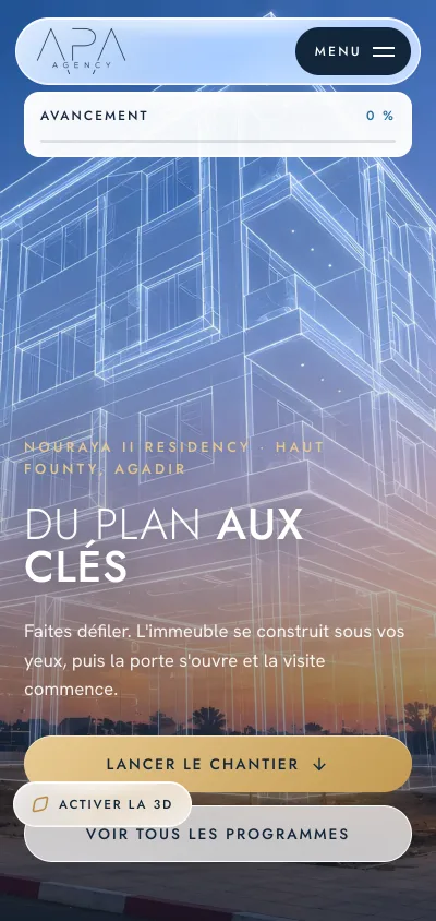 Accueil du site APA Agency sur mobile