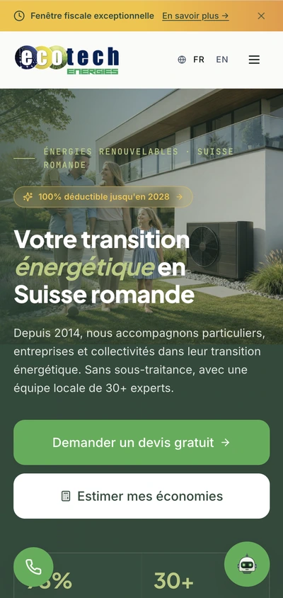 Site mobile Ecotech &Eacute;nergies