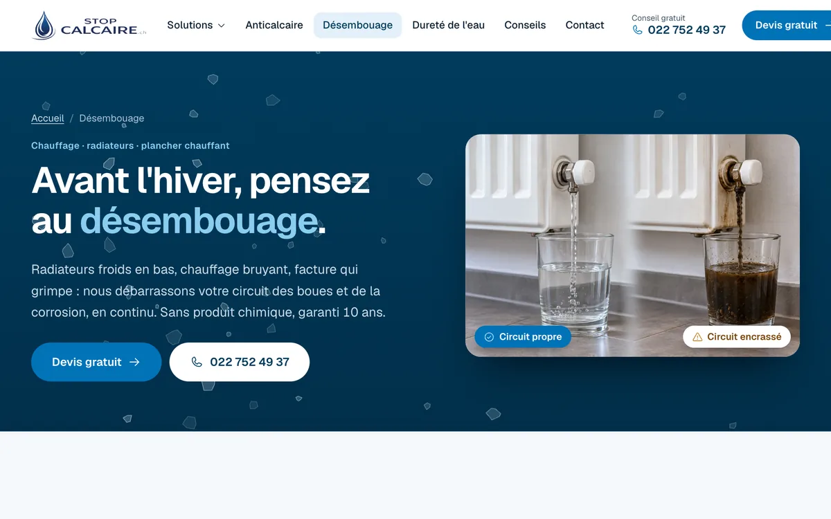 Page D&eacute;sembouage du site Stopcalcaire