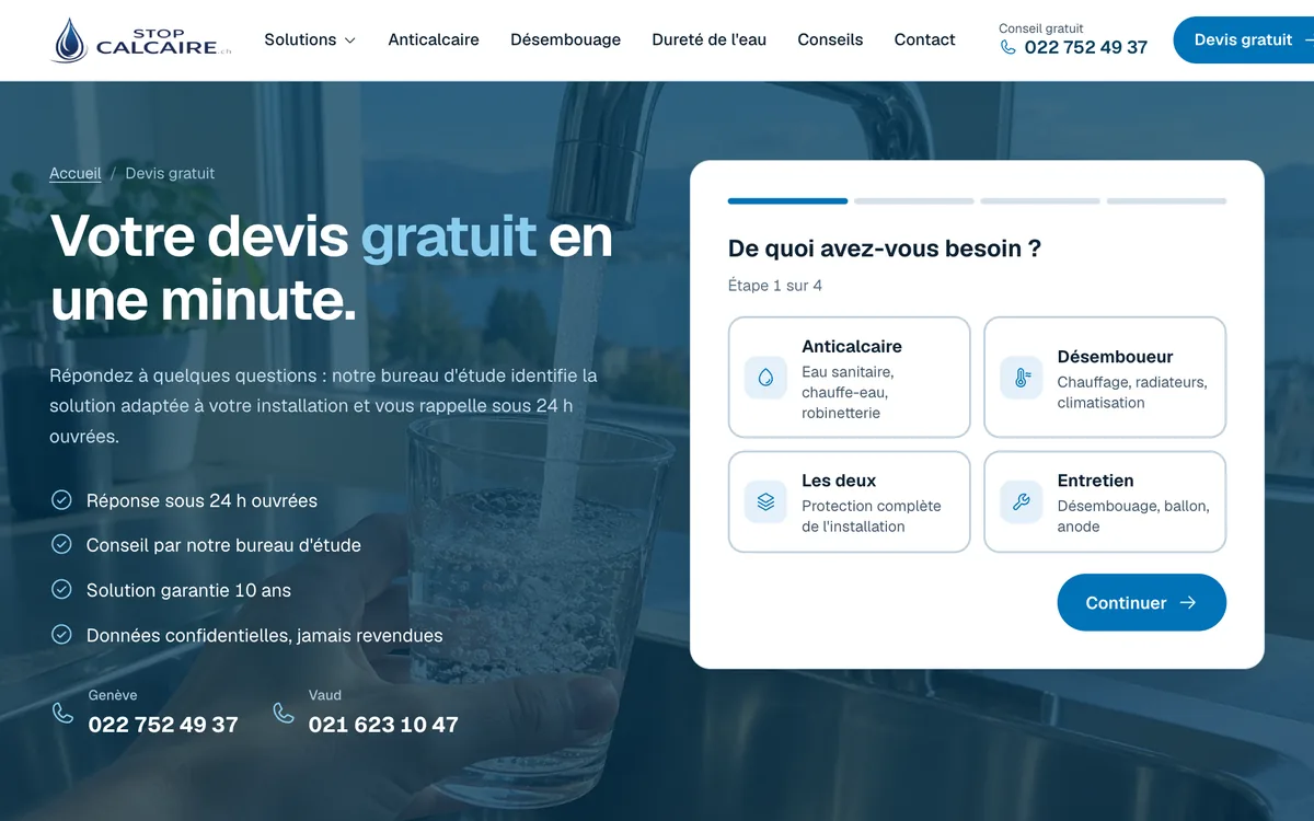 Assistant de devis en 4 &eacute;tapes