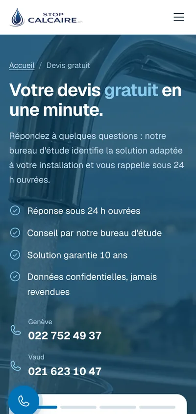 Devis Stopcalcaire sur mobile