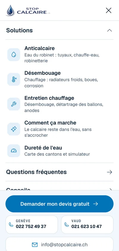 Menu mobile Stopcalcaire